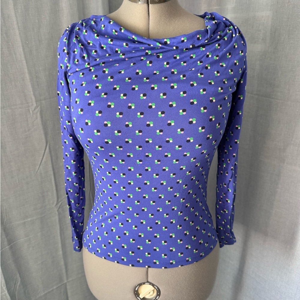 Boden Elegant Blue Polka Dot Women's Blouse